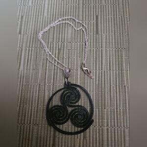 Black Celtic Spiral Pendant Necklace